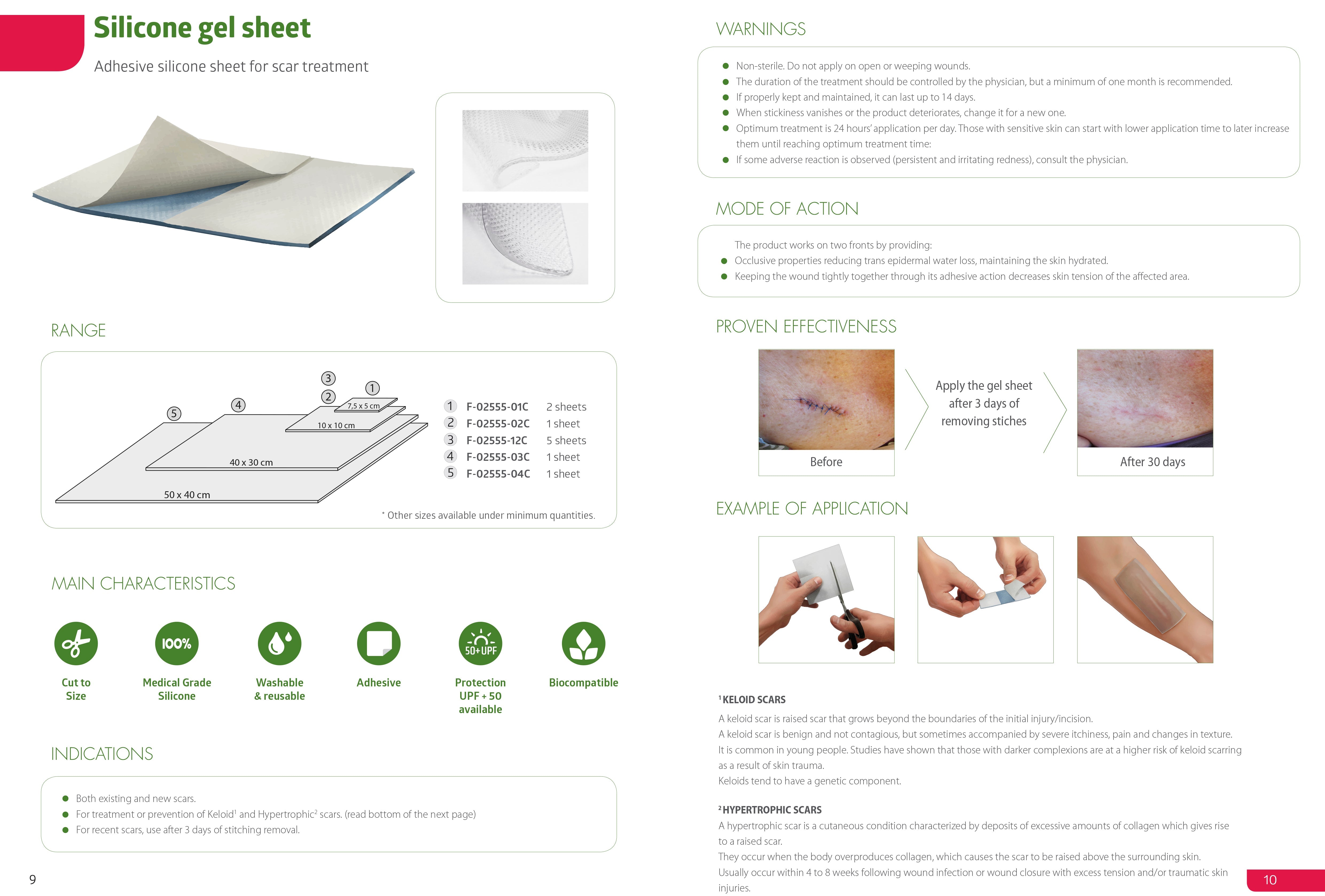 SILICONE GEL SHEET 10CM X 10CM FRESCO SPAIN