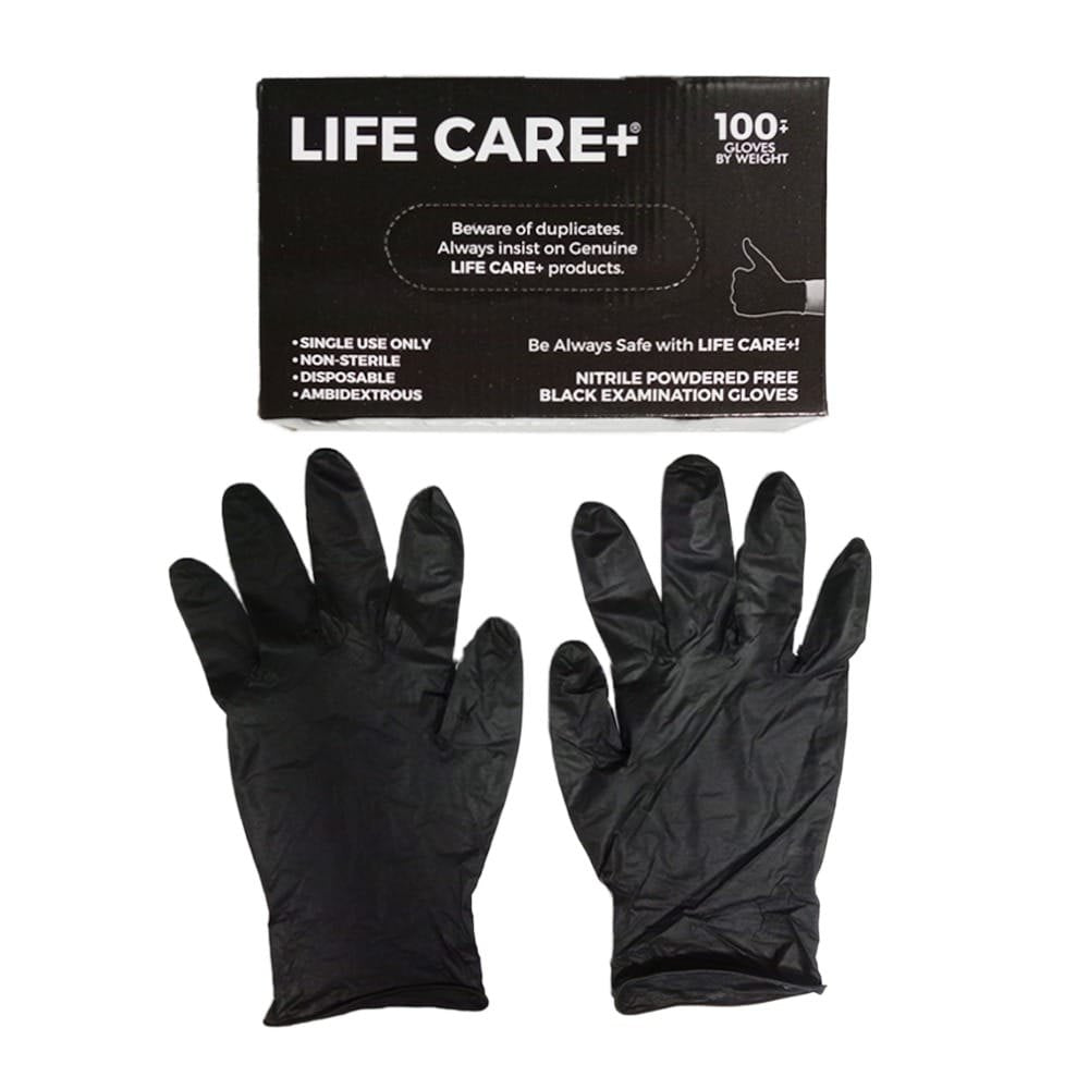 Lifecare Nitrile Examination Black Gloves 100